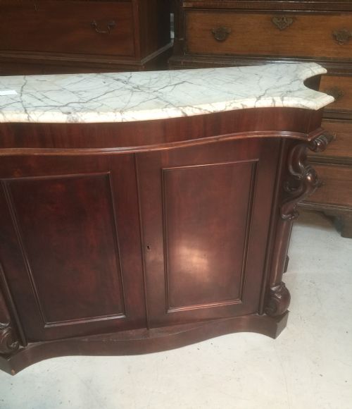 fig 1. Antique victorian mahogany sideboard with white marble top