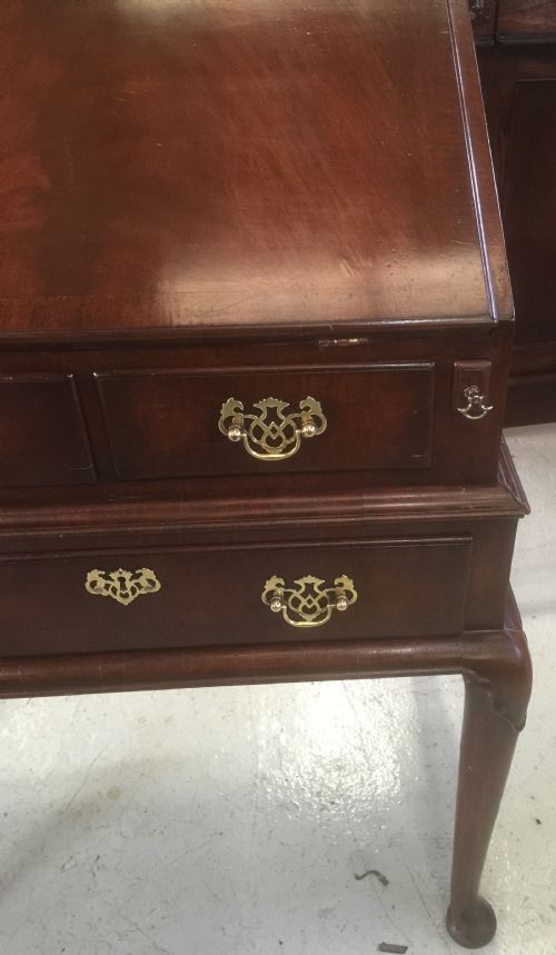 fig 2. Antique George II style mahogany bureau on carved cabriole legs