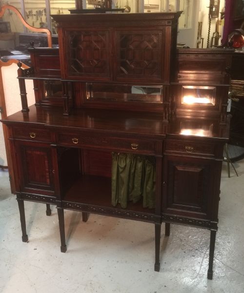 fig 1. Antique mahogany Chippendale style cabinet by Gillow and Co