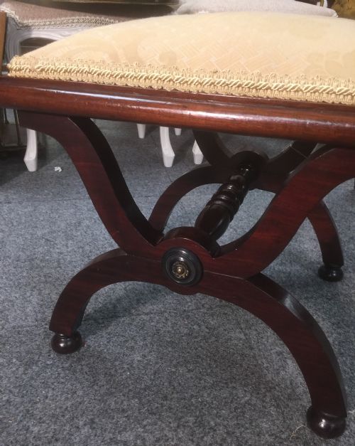 fig 1. Antique Edwardian mahogany X frame stool