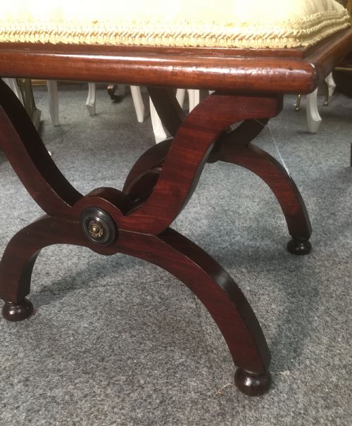 fig 2. Antique Edwardian mahogany X frame stool