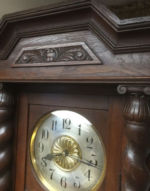 fig 2. Antique oak Arts and Crafts long-case clock