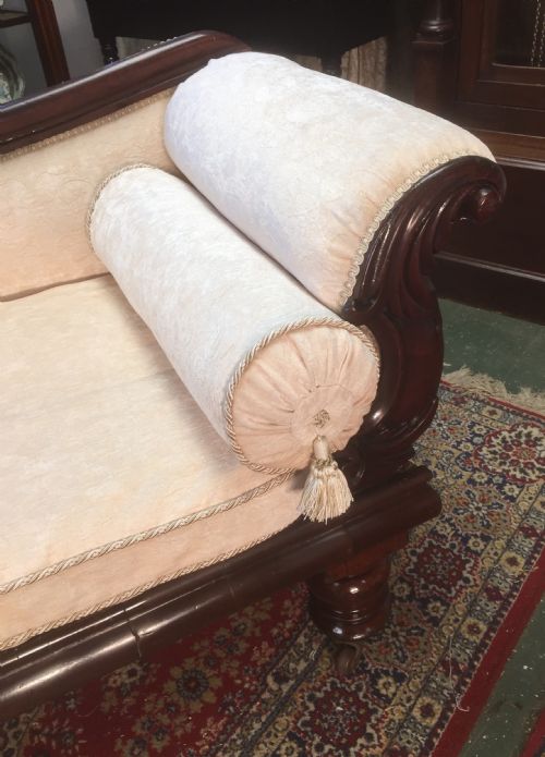 fig 1. Early victorian mahogany scroll end sofa.
