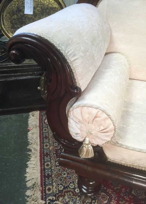 fig 2. Early victorian mahogany scroll end sofa.