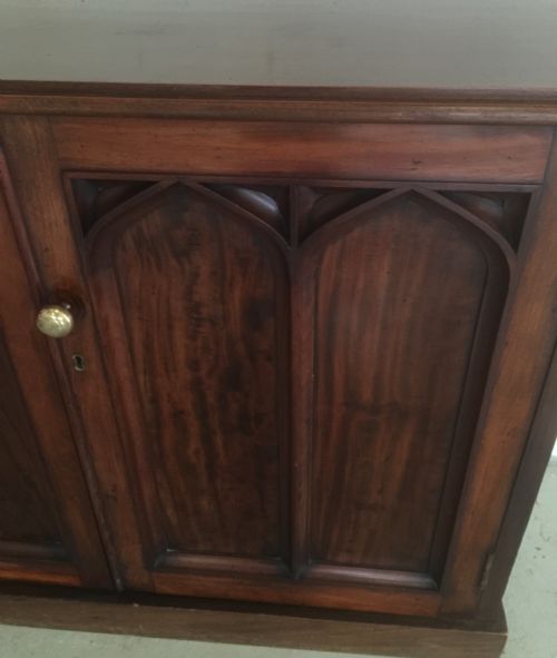 fig 1. Mahogany Masonic cupboard with gothic styled doors