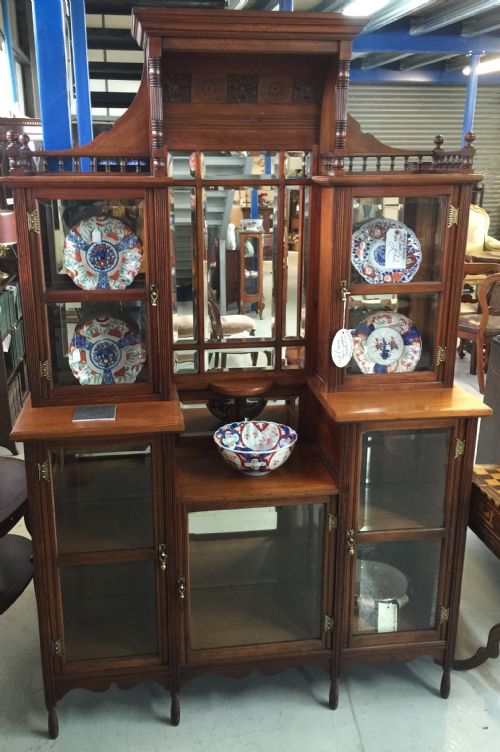 Walnut Arts and Crafts Glazed Display Cabinet