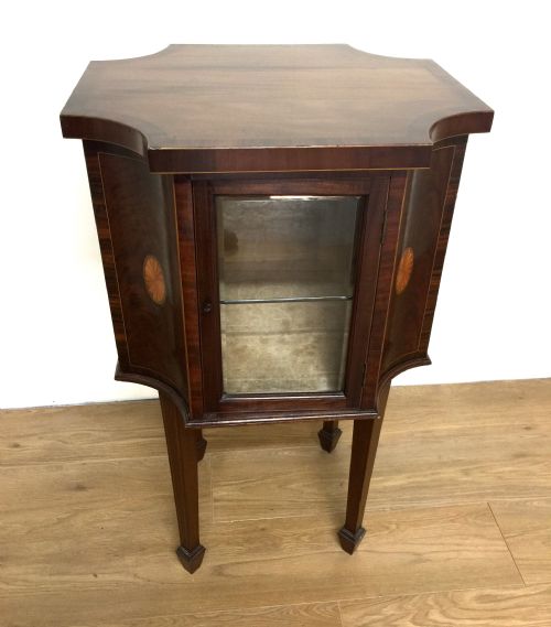 Edwardian Inlaid Sheraton Revival Mahogany Display Cabinet