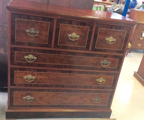 Late Victorian Inlaid Mahogany Chest of Drawers Ormolu Handles