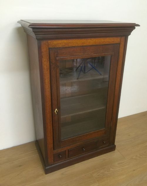 Antique Georgian Oak and Mahogany Freestanding Glazed Cupboard