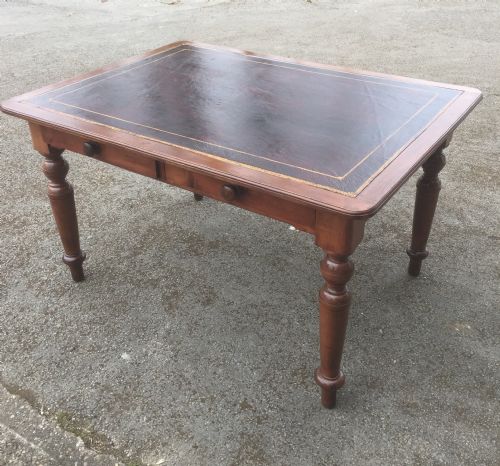 Antique Victorian Library Table Leather Top Circa 1870
