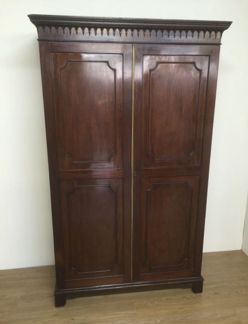 Antique Edwardian Two Door Flame Mahogany Wardrobe