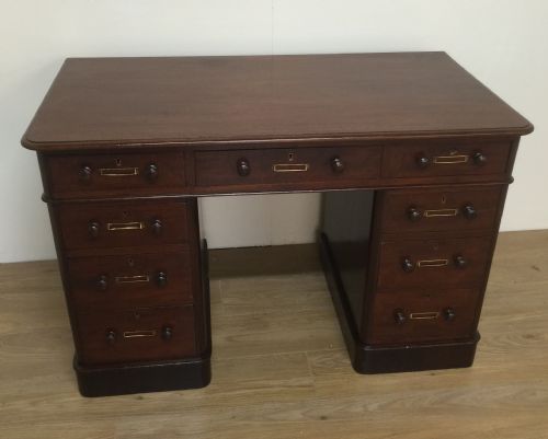 Victorian Mahogany Twin Pedestal Desk Circa 1880