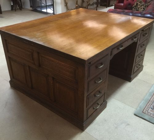 Art Deco Golden Oak Partners Desk