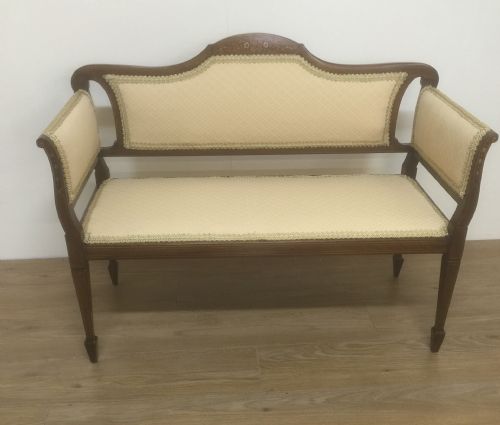 Edwardian Inlaid Small Mahogany Sofa