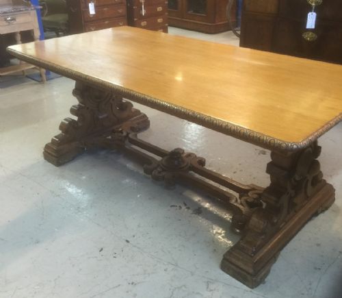 Nineteenth Century Gothic Carved Solid Oak Country House Refectory Table