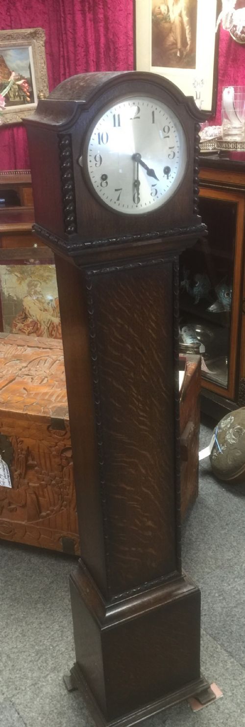 1920s Oak Westminster Chimes Granddaughter Clock