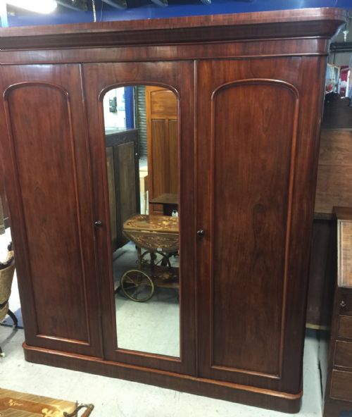 Victorian Mahogany Triple Wardrobe