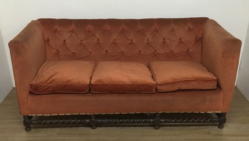 Late Victorian Oak Barley Twist Country House Sofa