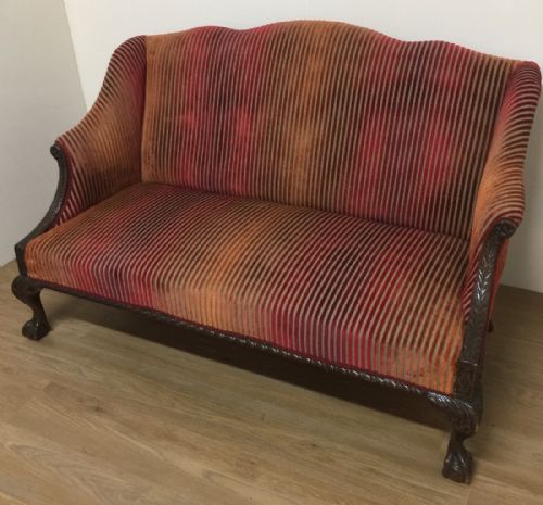 Late Victorian Carved Mahogany Framed Chippendale Style Sofa