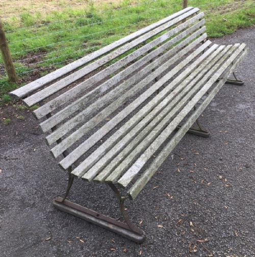 Late 19th Century Wrought Iron Slatted Garden Bench
