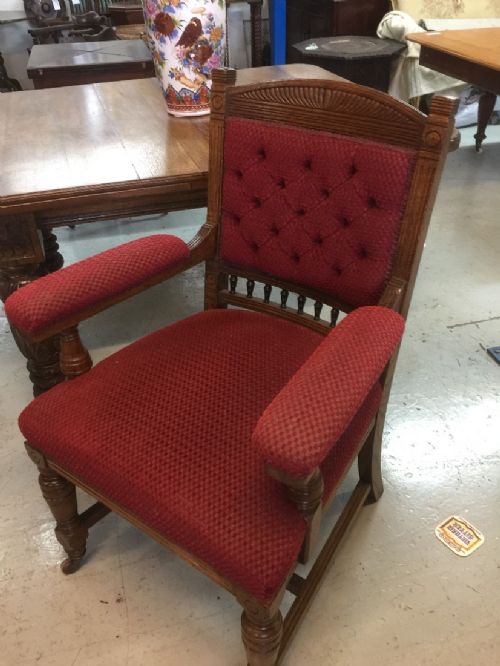 Victorian Golden Oak Desk/library Chair