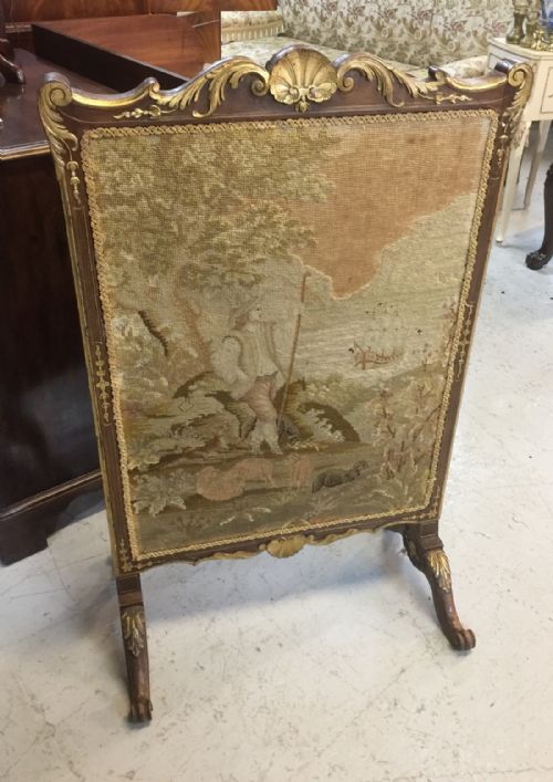 French  Style Mahogany Gilt Decorated  Firescreen