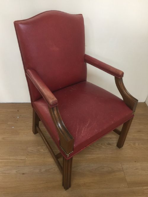 Leather and Mahogany Desk/library Chair Circa 1920