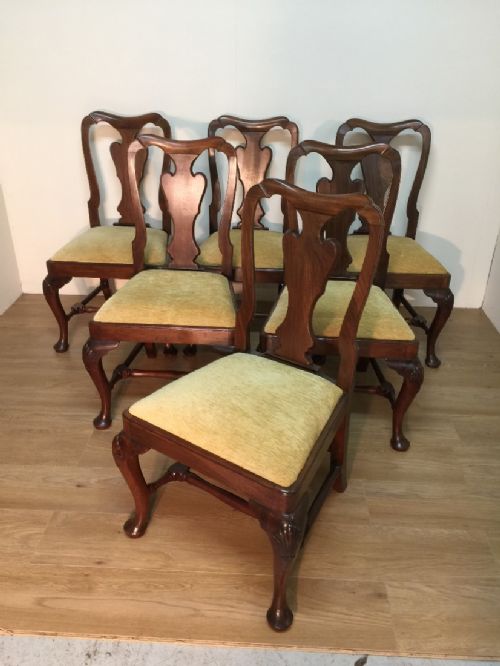 Superb Quality  Six Nineteenth Century Mahogany Queen Anne Style Dining Chairs