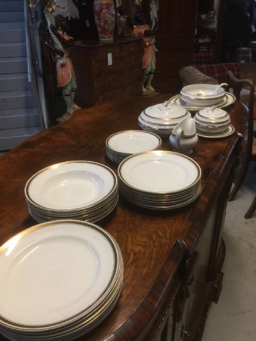 Losol 40 Piece Eight Setting White Gilt Edged Dinner Service Circa 1920