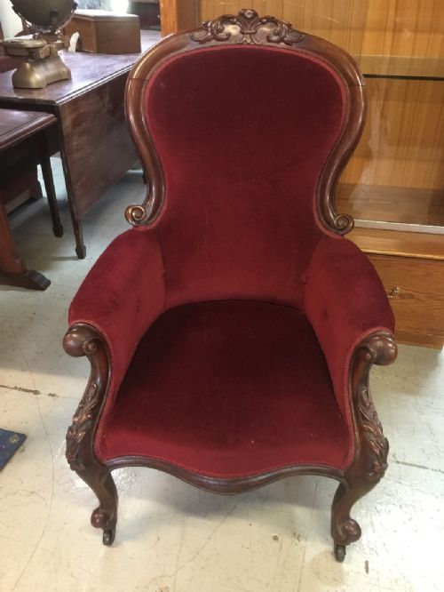 Mahogany Framed Victorian Spoon Back Armchair