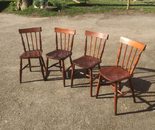 Four Nineteenth Century Elm Seated Country Chairs