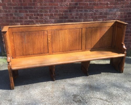 Edwardian Carved Golden Oak Court Room Bench