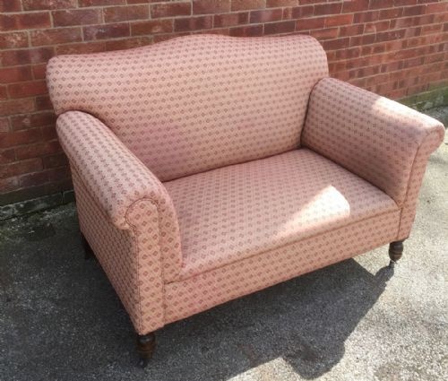 Late Victorian Drop Arm Sofa on Turned Legs