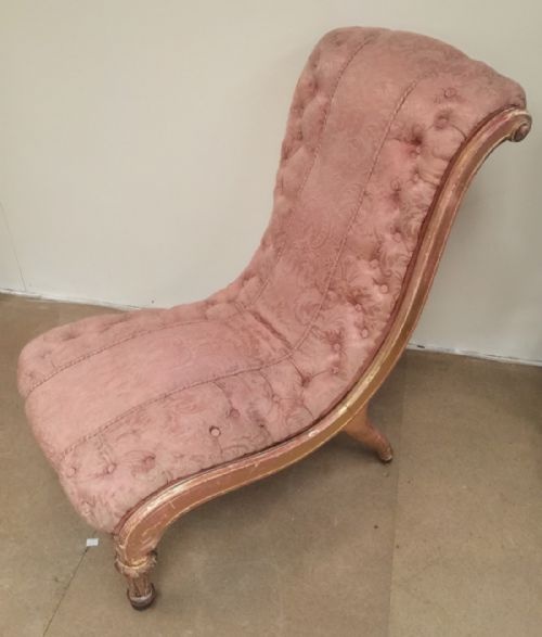 Gilded Victorian Nursing Chair on Turned Legs