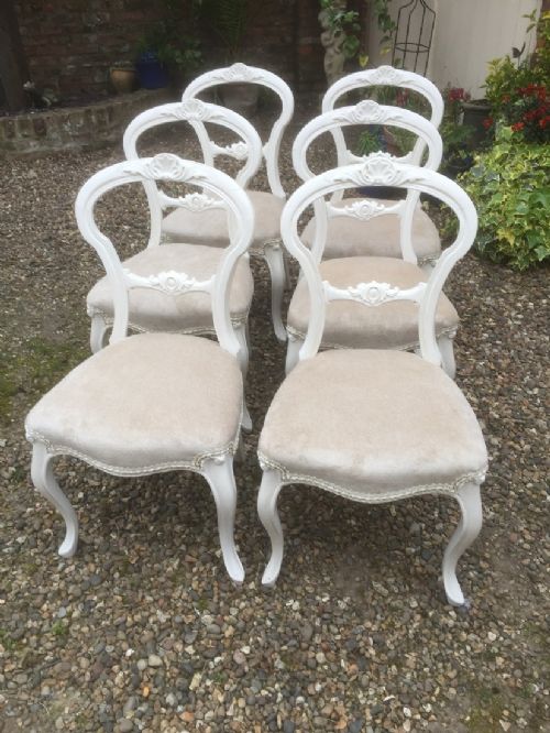 Six Victorian Balloon Backed Chairs on Cabriole Legs
