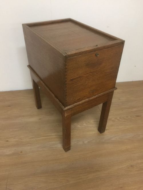 Solid Oak Tambour Topped Filing Chest Circa 1920