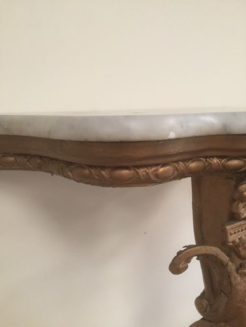 NINETEENTH CENTURY GILTWOOD AND GESSO SERPENTINE PIER TABLE C1870 - ADDITIONAL PHOTO 4
