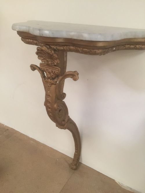 NINETEENTH CENTURY GILTWOOD AND GESSO SERPENTINE PIER TABLE C1870 - ADDITIONAL PHOTO 5