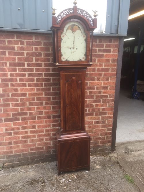 Georgian Eight Day Longcase Clock Mahogany Case Moonroller