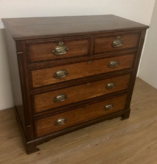 Georgian Oak Chest of Drawers Crossbanded in Mahogany Circa 1790