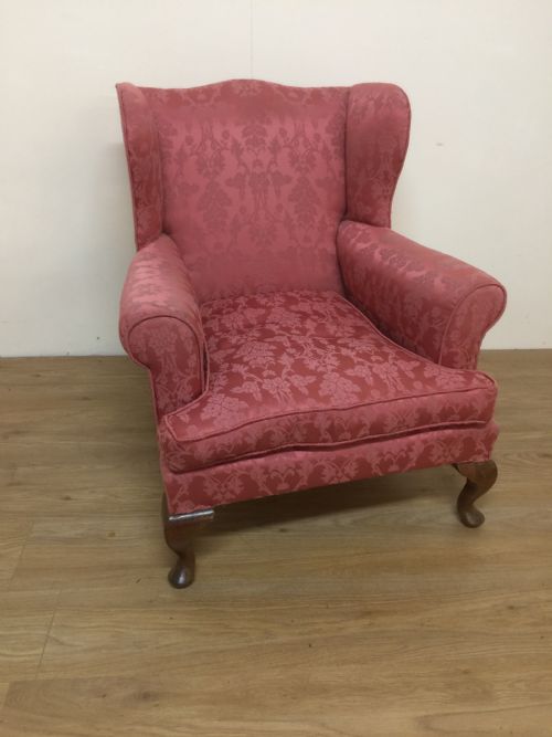 Small Edwardian Winged Armchair on Cabriole Legs