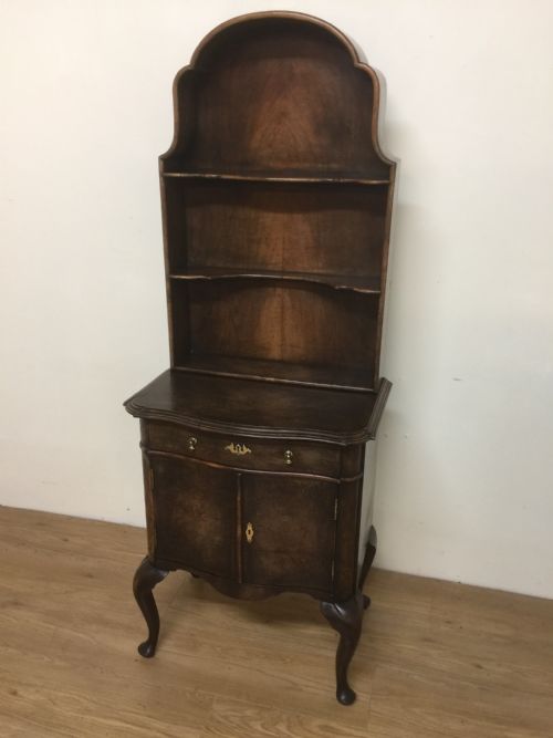 Queen Anne Style Walnut Open Display Cabinet Circa 1920