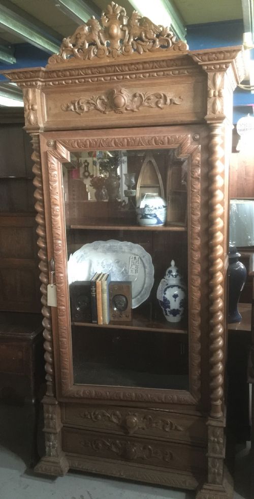 Nineteenth Century Carved Oak Display Cabinet