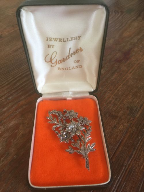 Hallmarked Silver and Marcasite Brooch.