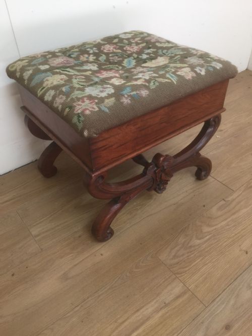 Nineteenth Century Mahogany  X Framed Stool