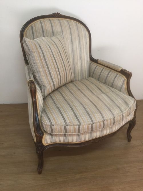 Large French Style Armchair with Well Shaped and Carved Frame