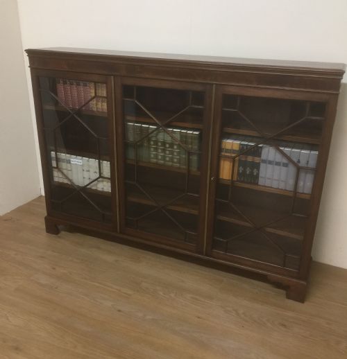 Edwardian Mahogany Astragal Glazed Three Door Bookcase