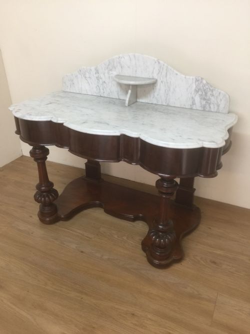 Victorian Marble Topped Mahogany Washstand