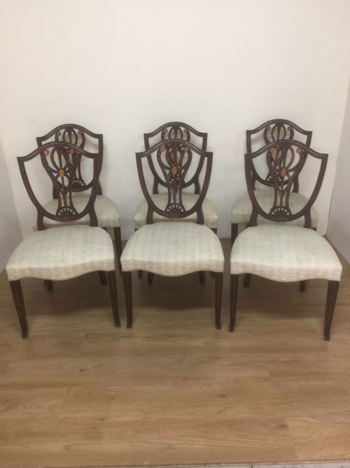 Six Sheraton Style Mahogany Dining Chairs