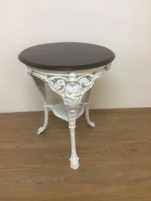 Victorian Cast Iron Pub Table with Mahogany Top